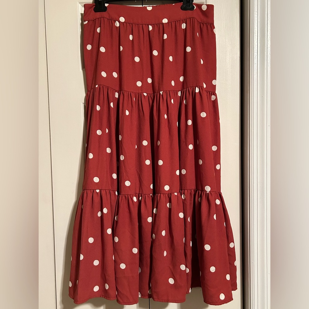 LC Lauren Conrad Orange Skirt with White Dots